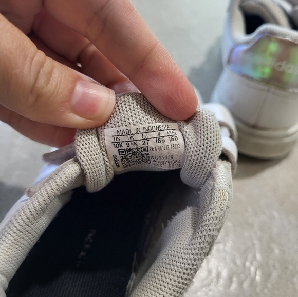 Adidas Grand Court Low White Iridescent Size 10 Kids Double Hook&Loop Strap - Picture 5 of 6